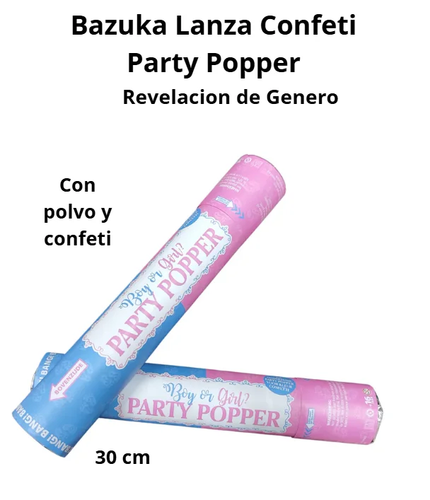 PARTY POPPER / BAZUCA 30 CM REVELACION DE SEXO
