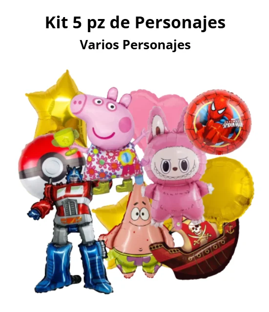 KIT 5 PZS FOIL DE PERSONAJES