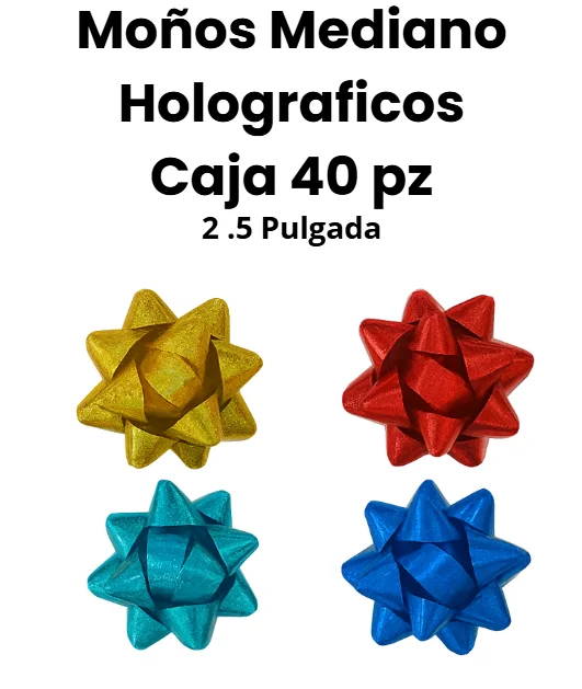 PAQUETE MOÑOS MEDIANO HOLOGRAFICO 2.5" 40 PZS