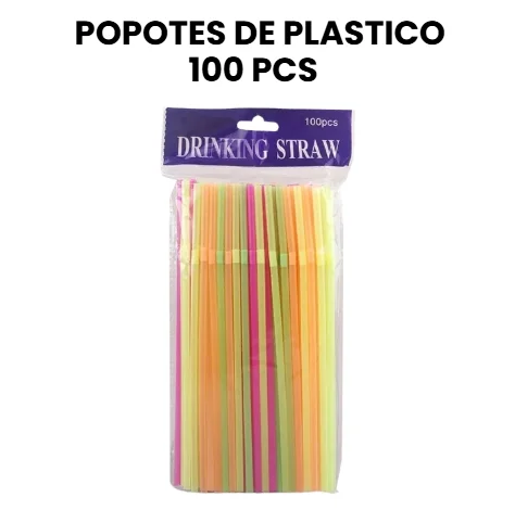 POPOTES DE PLASTICO 100 PZS