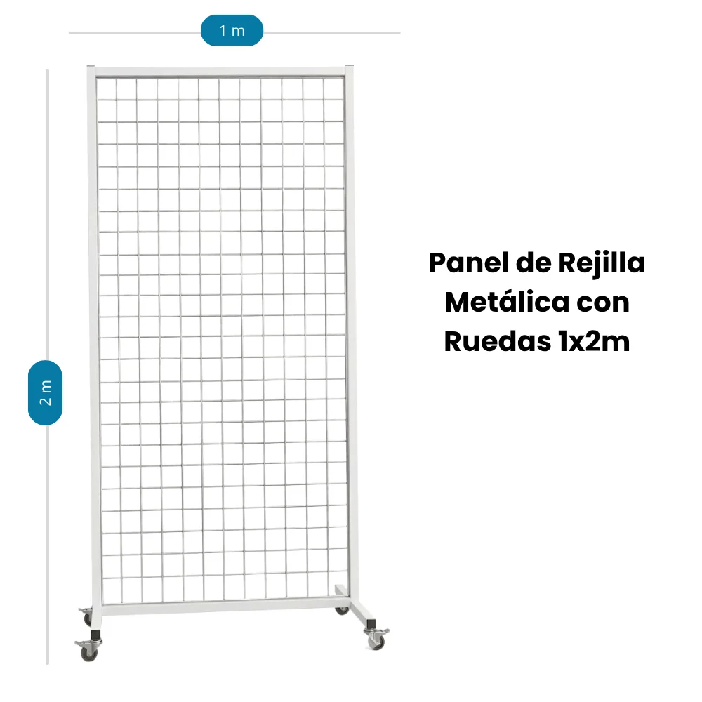 PANEL DE REJILLA METALICA CON RUEDAS 1X2M
