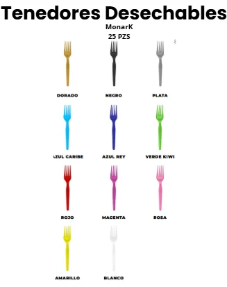 TENEDOR COLORES 25 PZ MONARK