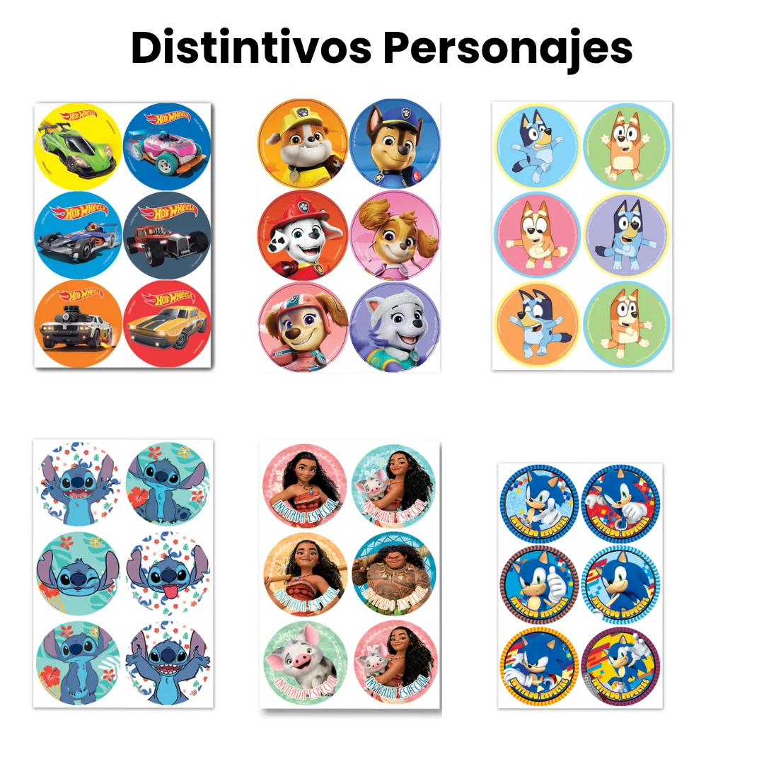 DISTINTIVOS GRANMARK  24 PIEZAS PERSONAJE 