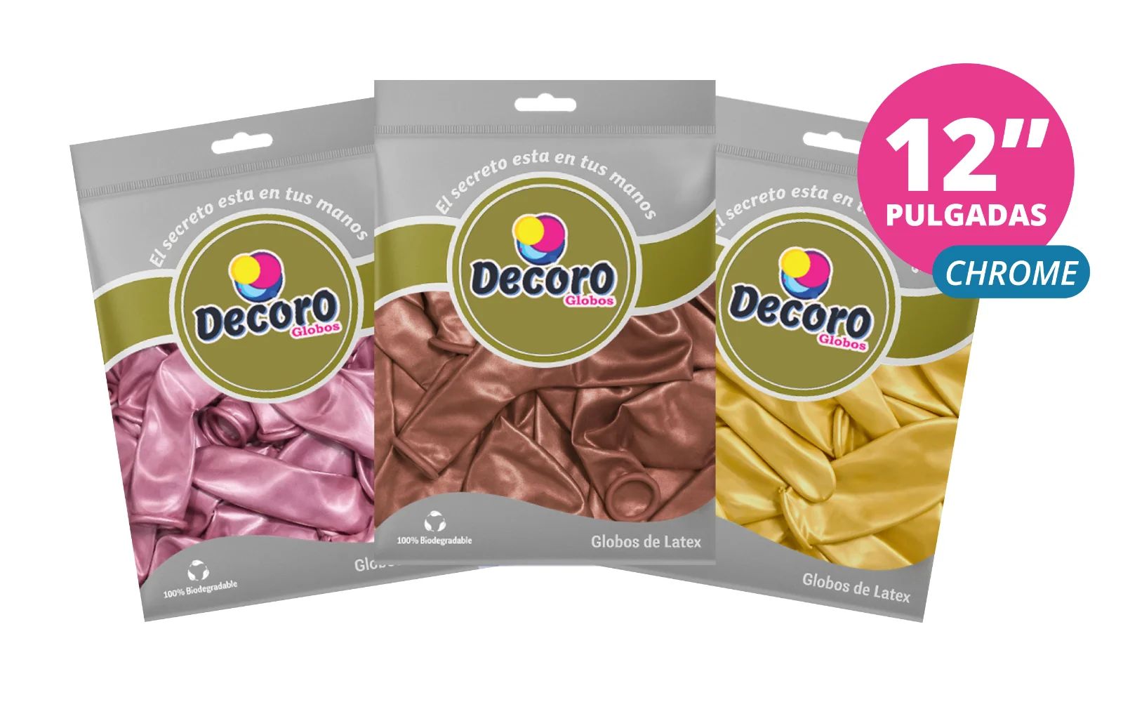 GLOBOS DECORO 12" CROMADO 50 PCS