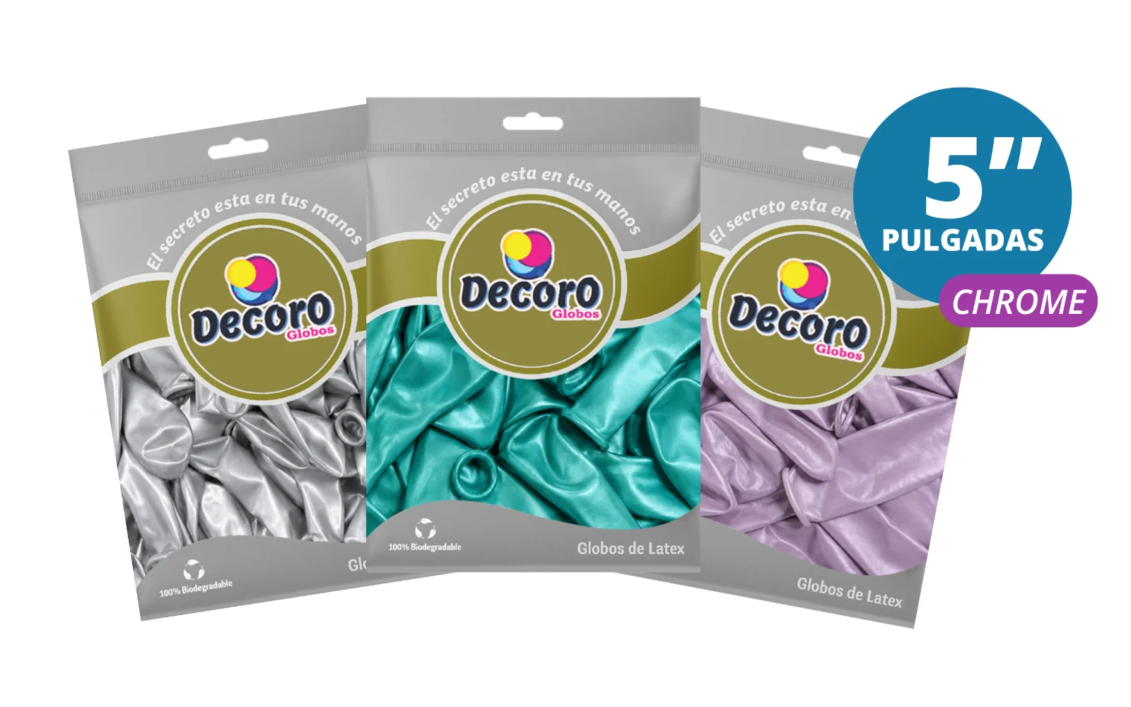 GLOBOS DECORO 5" CROMADO 50 PCS