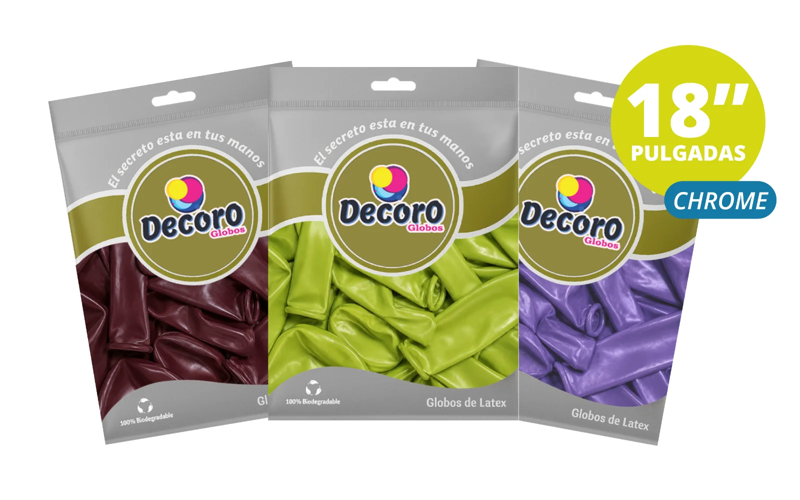 GLOBOS DECORO 18" 25 PZS CROMADO