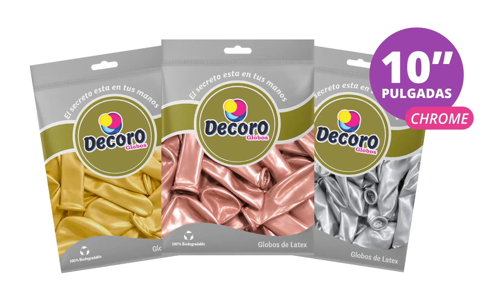 GLOBOS DECORO CROMADO 10" 50 PCS