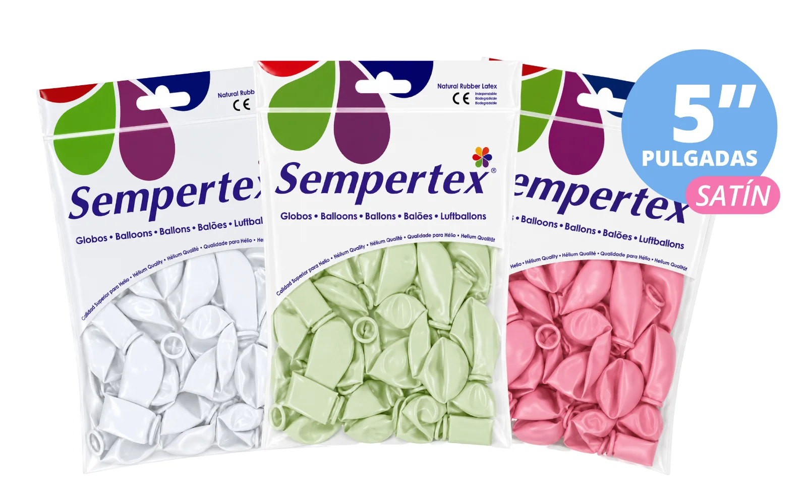 GLOBOS SEMPERTEX 5" SATIN 50 PZS
