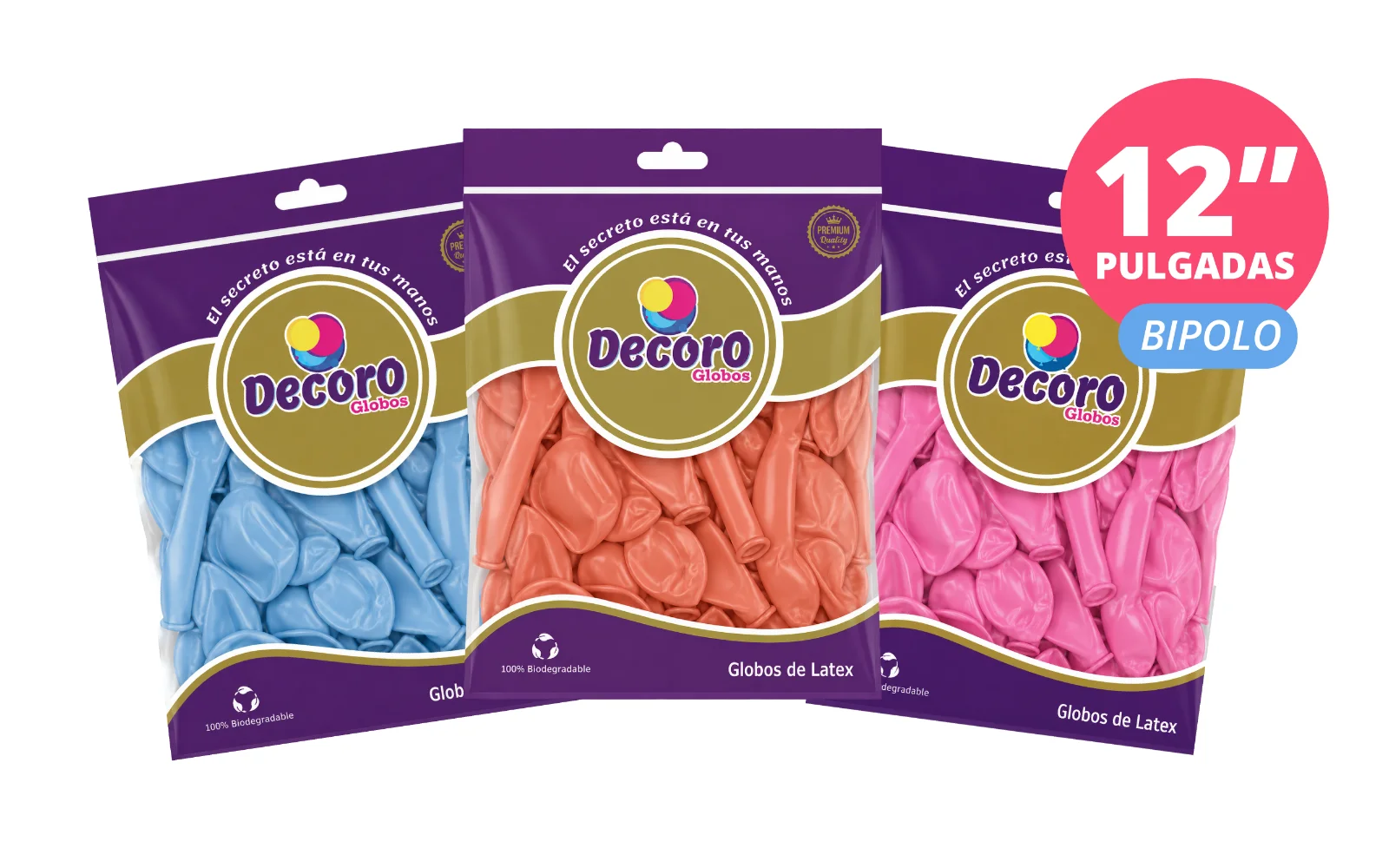 GLOBOS DECORO BIPOLO 12" 100 PZS HIGH FASHION