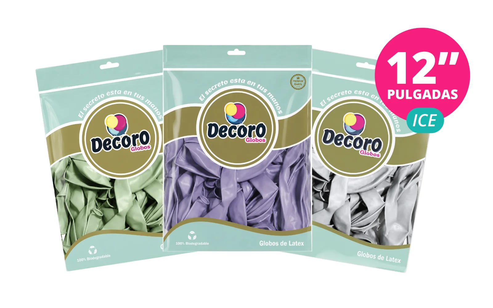 GLOBOS DECORO HIGH FASHION 12" 3.2G ICE 50 PZS