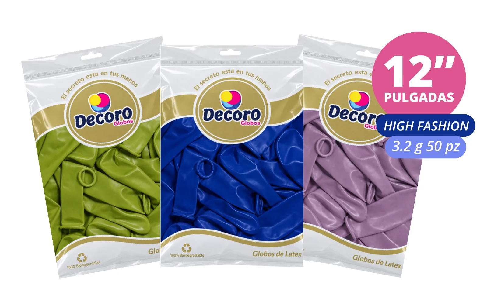 GLOBOS DECORO HIGH FASHION 12" 3.2G 50 PZS