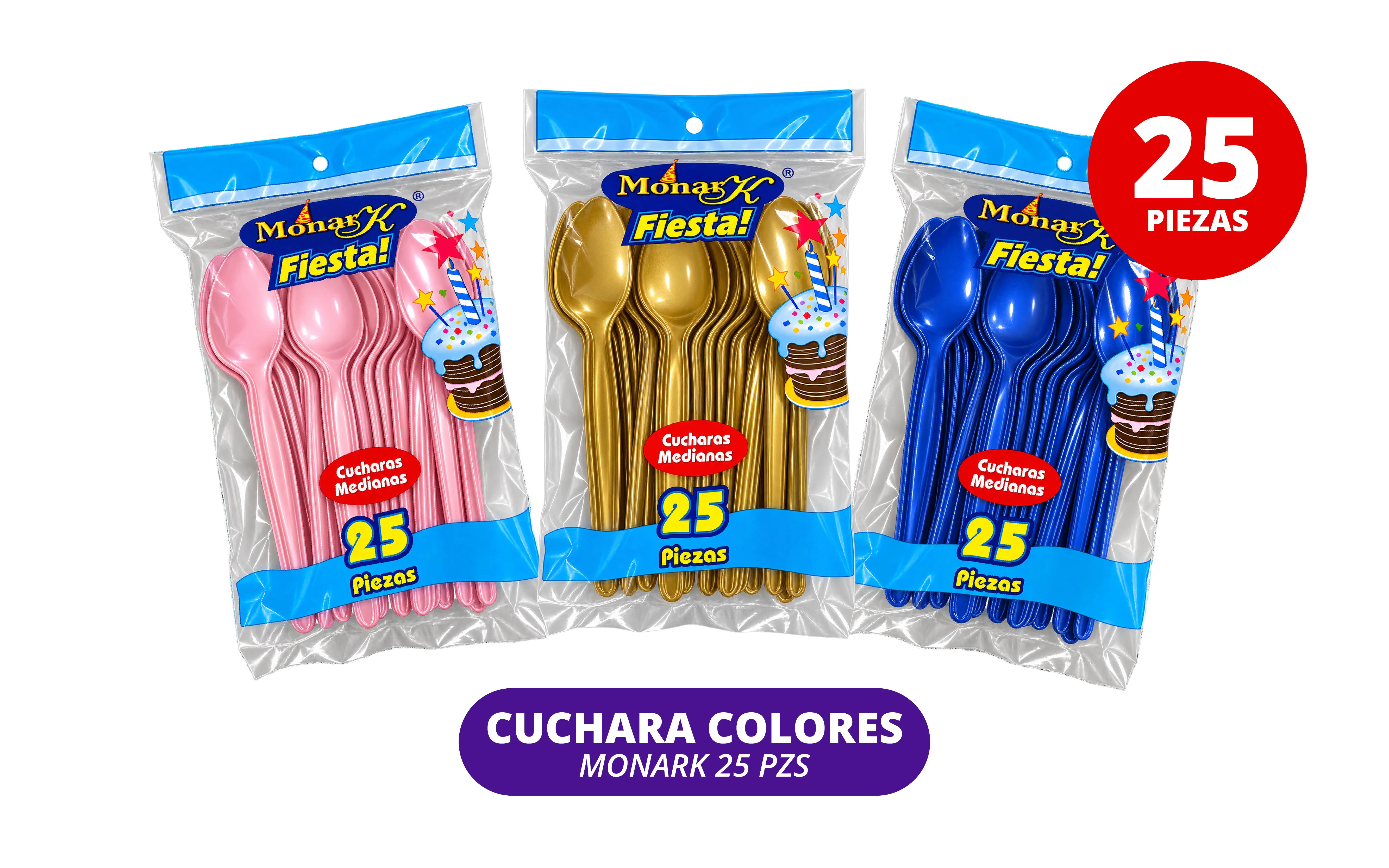 CUCHARA COLORES 25 PZ MONARK