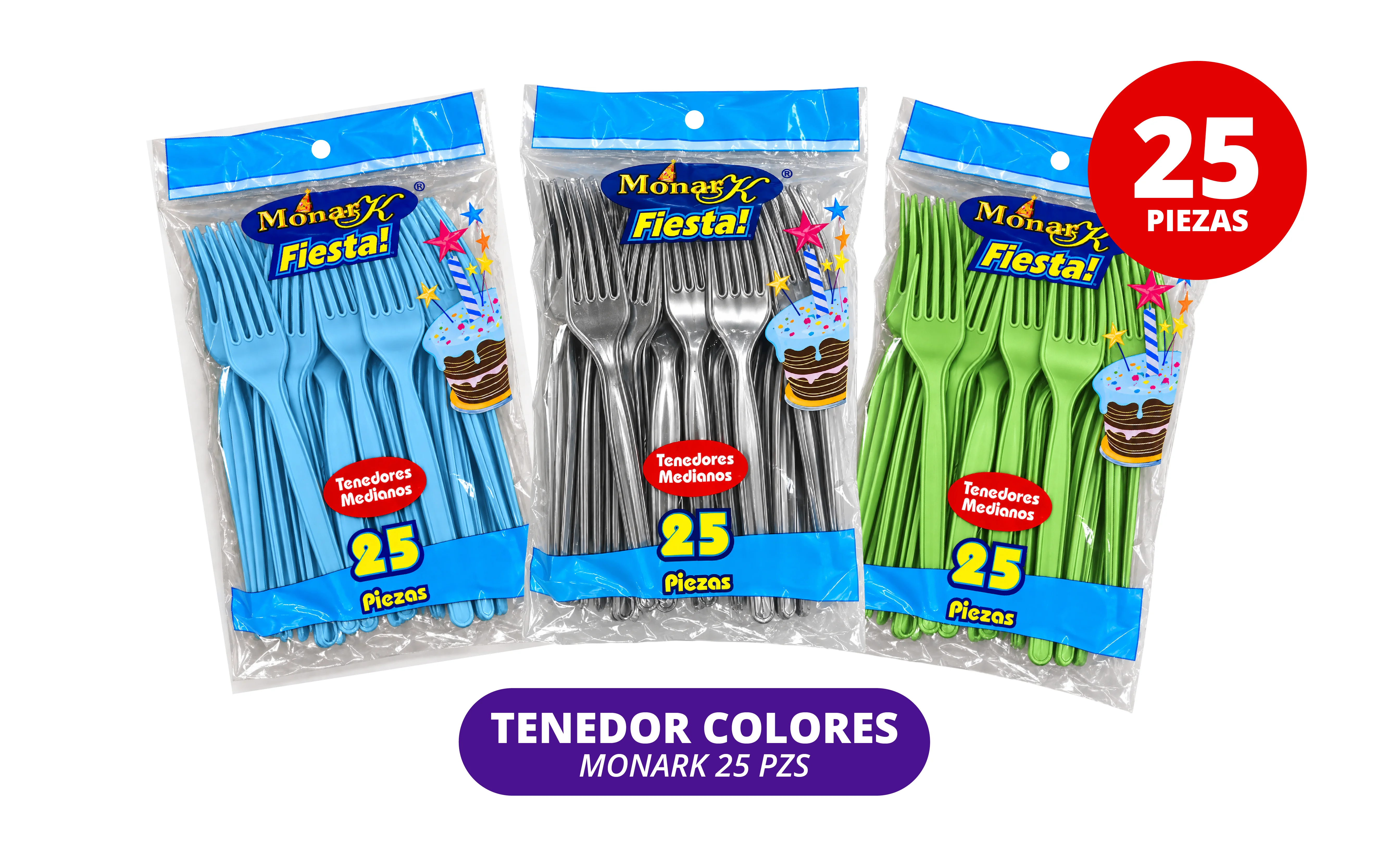 TENEDOR COLORES 25 PZ MONARK