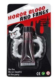 COLMILLOS CON SANGRE FALSA HORROR BLOOD