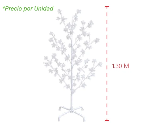 ÁRBOL DE NAVIDAD CON BASE PLÁSTICA ESTRELLA 60 LUCES LED 1.30 M