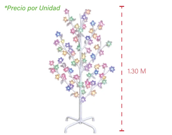 ÁRBOL DE NAVIDAD CON BASE PLÁSTICA ESTRELLA 60 LUCES LED DE COLORES 1.30 M