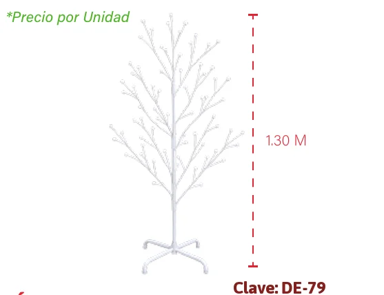 ÁRBOL DE NAVIDAD CON BASE PLÁSTICA FOCOS 60 LUCES LED 1.30 M