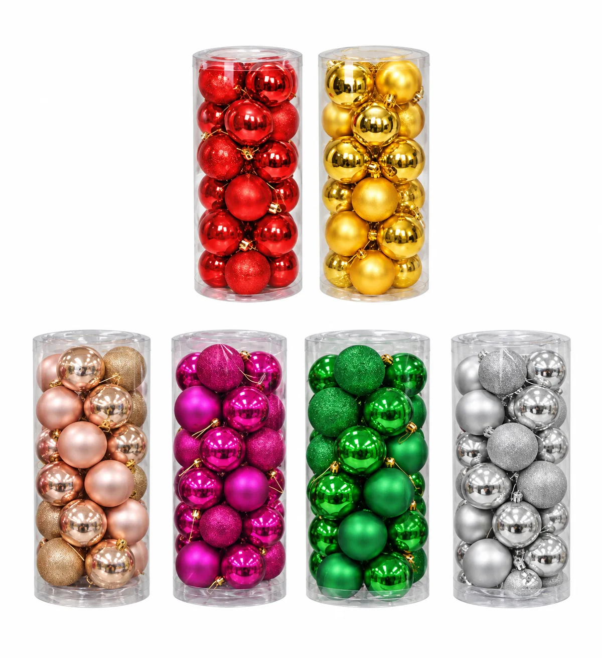 SET DE ESFERAS NAVIDEÑAS 6 CM 24 PZS