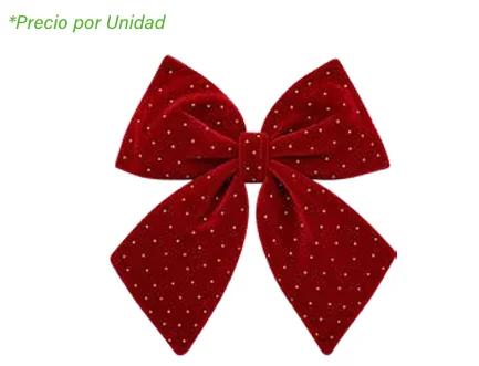 MOÑO ROJO CON BRILLOS MEDIANO 27 X 30 CM