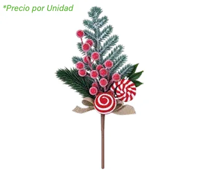 PICK NAVIDEÑO CON BAYAS-CARAMELO 33 CM D-00731