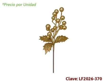 PICK NAVIDEÑO CON BAYAS DORADAS 32 CM LF2026-370