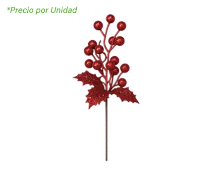 PICK NAVIDEÑO CON BAYAS ROJAS 32 CM 2026-369