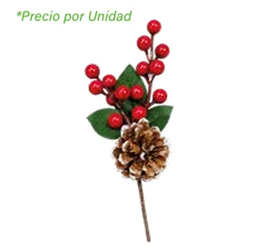 PICK NAVIDEÑO PIÑA CON BAYAS ROJAS 20 CM AM1586