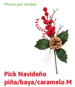 PICK NAVIDEÑO PIÑA, BAYA, CARAMELO MEDIANO 27 CM AM2427