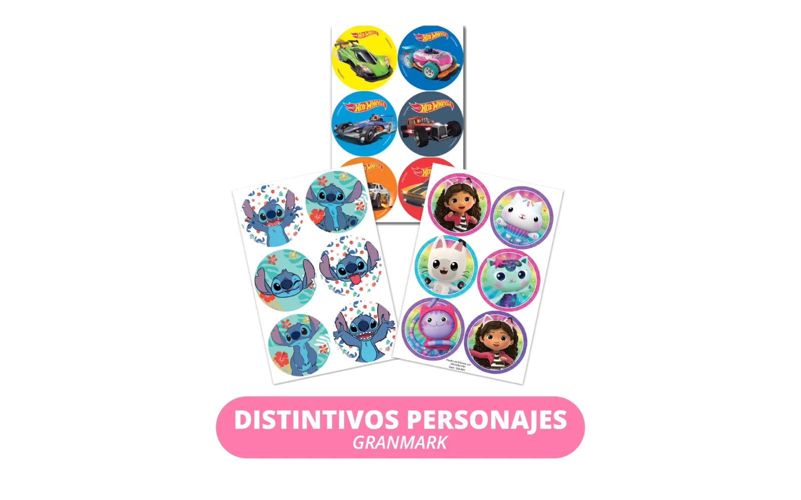 DISTINTIVOS GRANMARK  24 PIEZAS PERSONAJE 