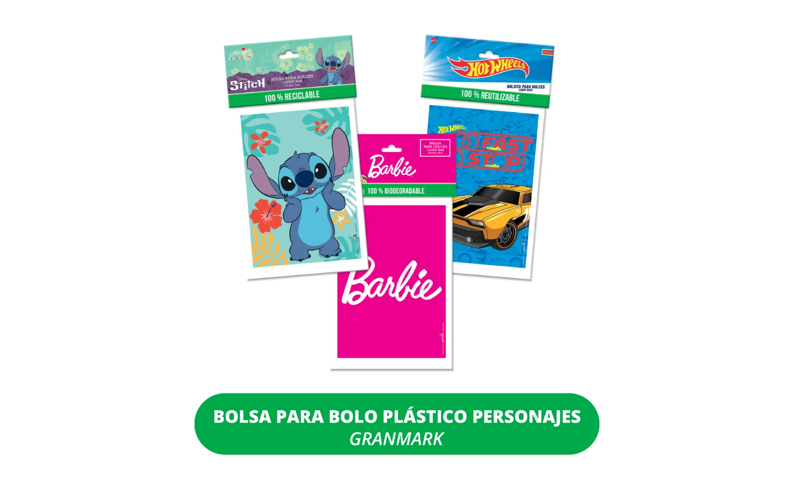 BOLSA PARA BOLO PLASTICO GRANMARK PERSONAJE 25 PZS