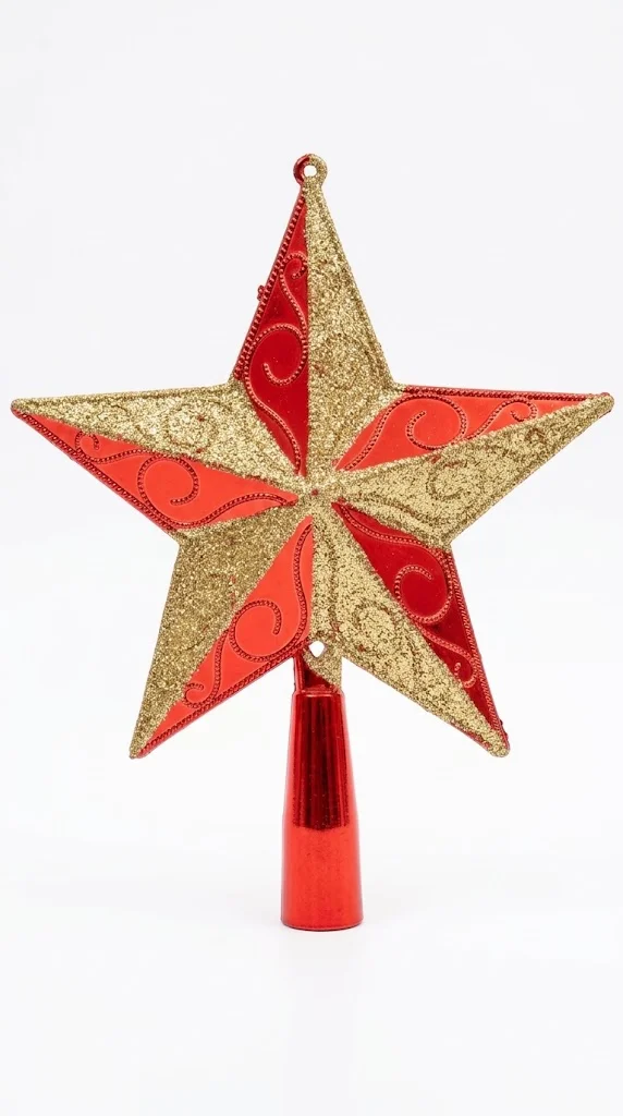 PUNTA DE ÁRBOL ESTRELLA ROJO CON DORADO