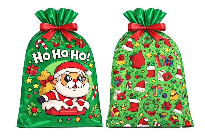 COSTAL DE REGALO XXL SANTA CLAUS CON CIERRE DE LISTON 2 PZS